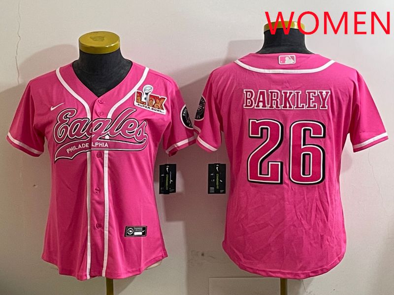 Women Philadelphia Eagles #26 Barkley Pink Jointly Name 2025 Nike Limited NFL Jersey style 2->san diego padres->MLB Jersey